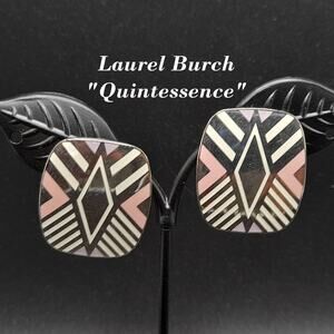 Vintage Laurel Burch "Quintessence" Post Earrings, Rhodium Plated